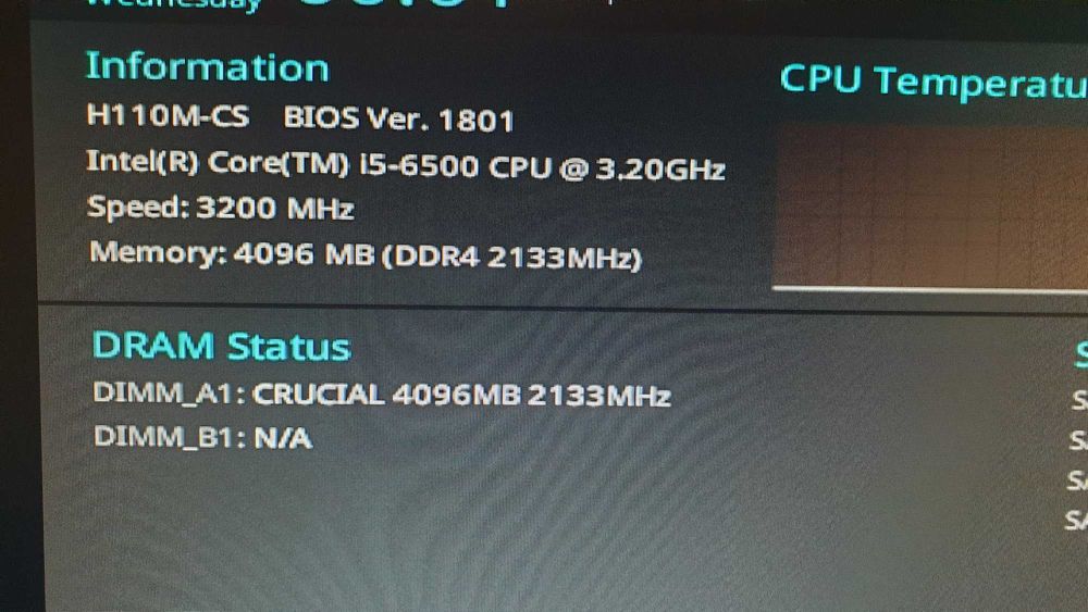 Kit Intel 1151 placa de baza Asus H110M-CS  + Intel I5 6500 (gen 6)