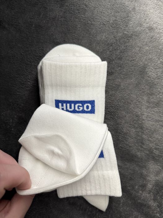 HUGO Blue logo set 3 sosete lungi albe marimea 40-46 noi originale