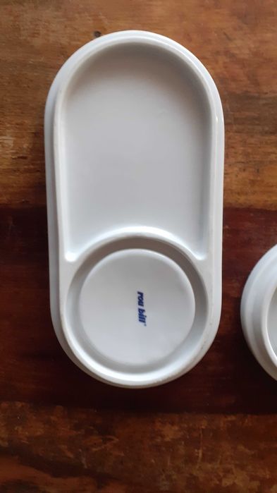 чаша бял порцелан с подложка и чинийка Rou bill Германия антикварна