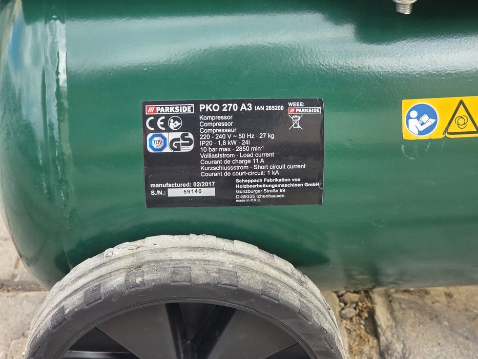 Компресор Parkside 24 литра Еднобутален 1,8kW