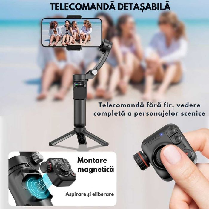 Stabilizator pentru telefon si GoPro, Gimbal stabilizare foto si video