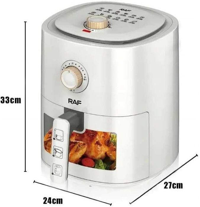 Friteuza cu Aer Cald, Fara Ulei, Capacitate 6L, 1500W, alb