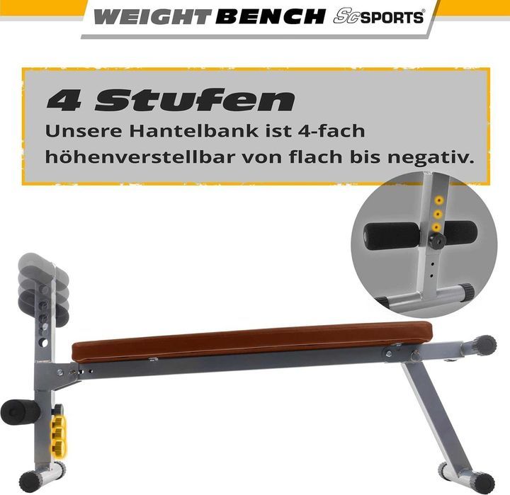 Bancă de fitness pentru acasă, abdominală, Plată/Negativă