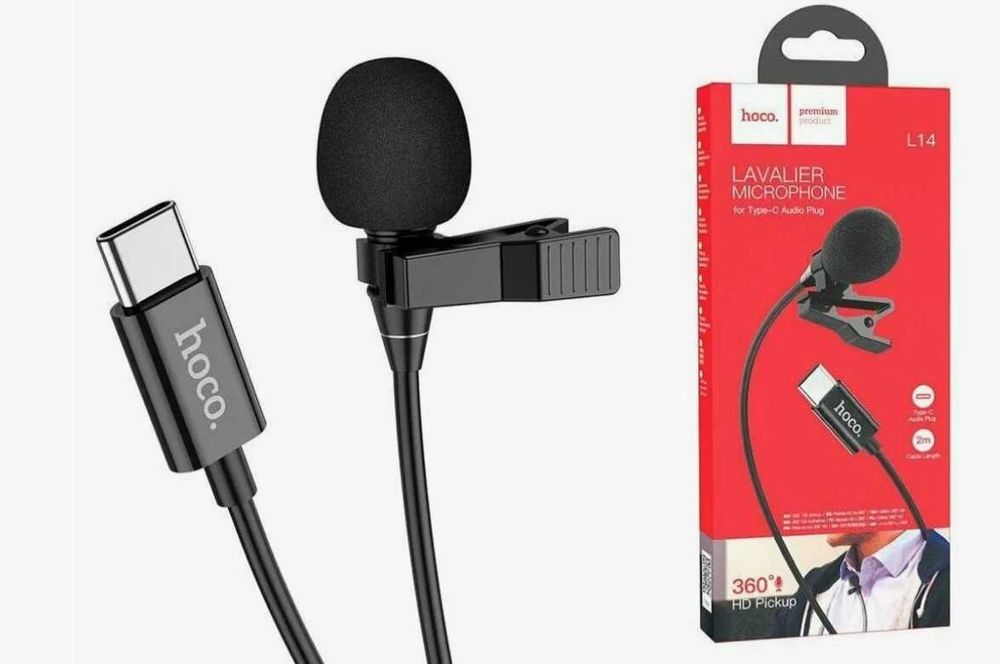Микрофон петличка  HOCO на проводе с TYPE - с разъемом