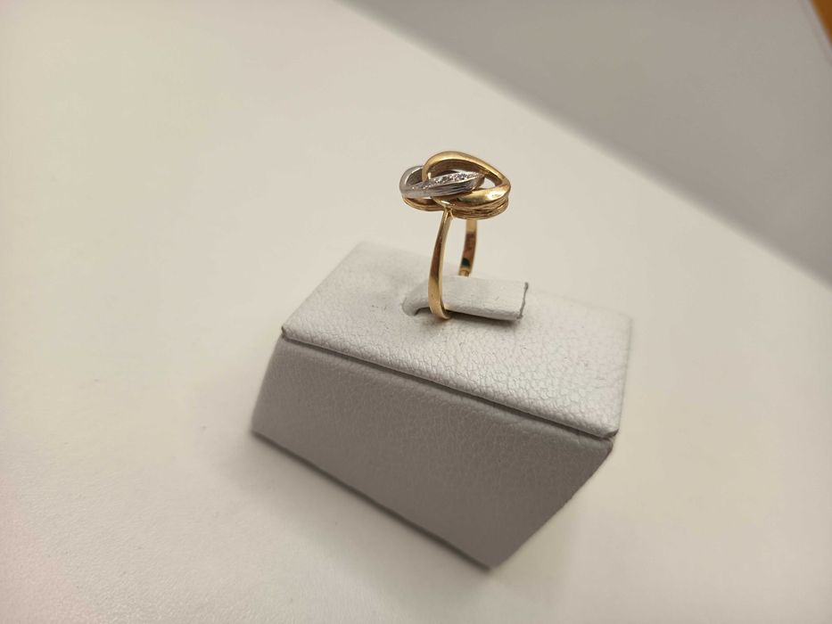 Inel aur galben + aur alb 18 Karate cu diamante (3.53 grame) ID10293