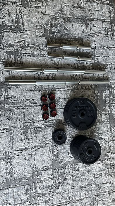 Set gantere și bară bodybuilding 50 kg