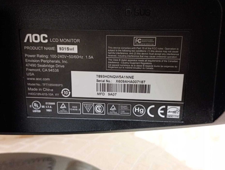 Монитор AOC 931swl на запчасти