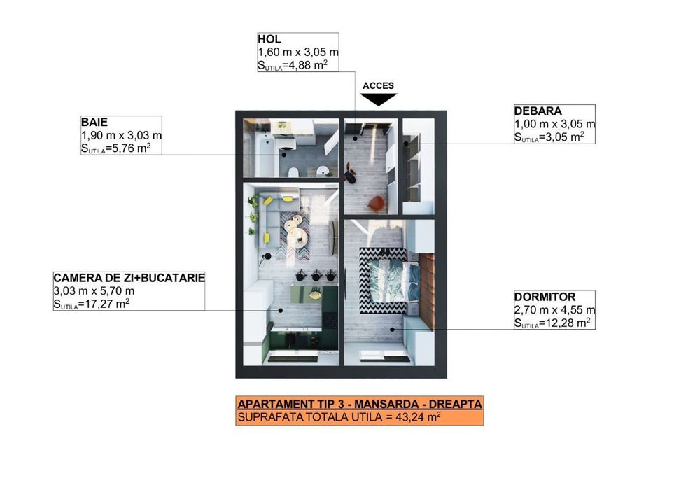 Apartament 2 camere in Apahida — fotografia 1