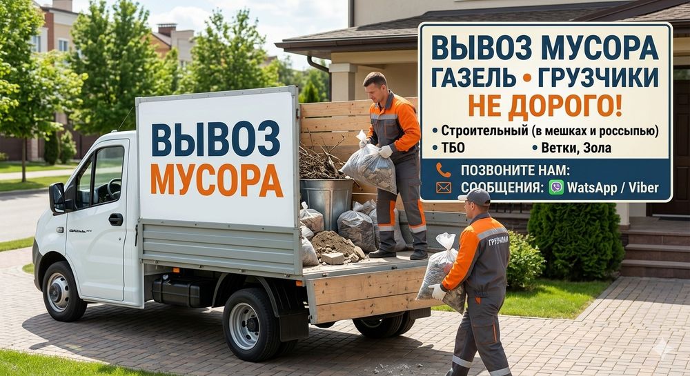 Вывоз мусора Газель Грузчики .