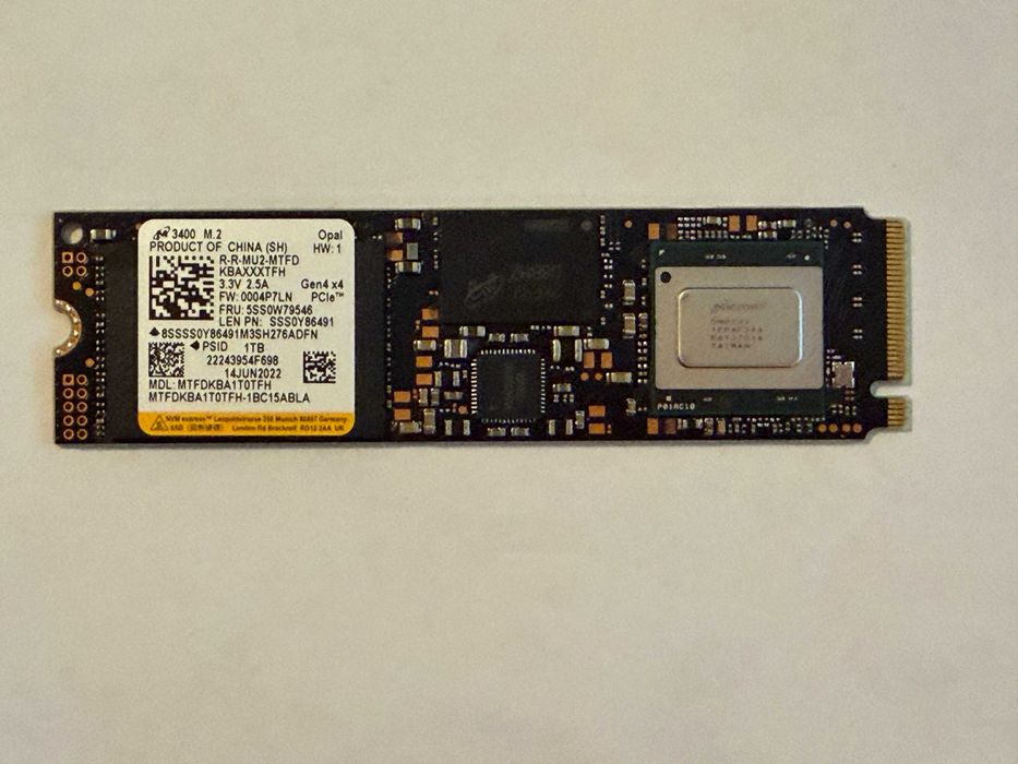 1TB 1000GB SSD NVMe Gen 4x4 Micron 3400 MTFDKBA1T0TFH/6600 MB/s