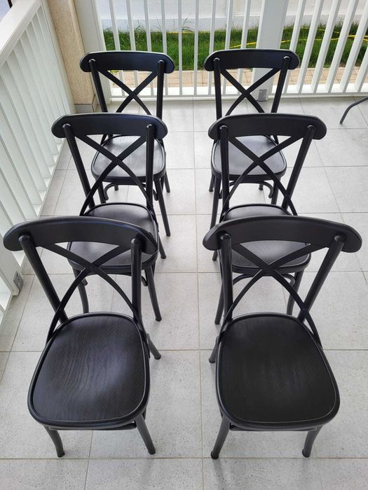 Scaune Niv Negre - stil bistro - 6x bucati