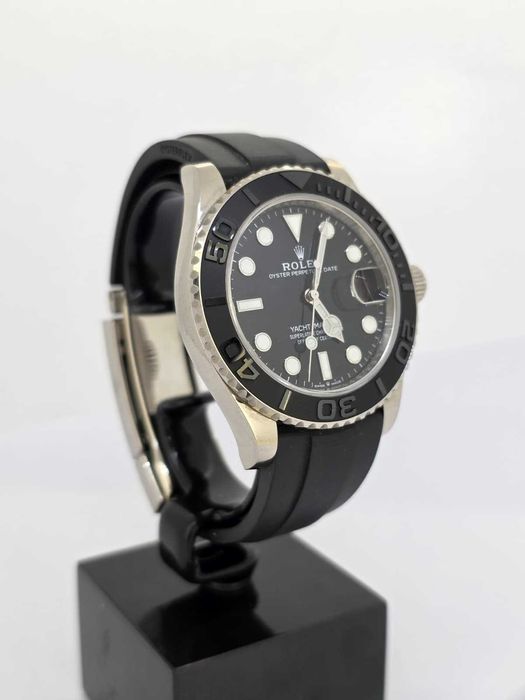 Rolex Yacht-Master 42 — 18k White Gold, Black Dial, Oysterflex