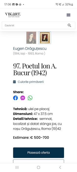 Pictură,"Poetul İon A. BUCUR",Eugen Drăguțescu(1914- 1993)
