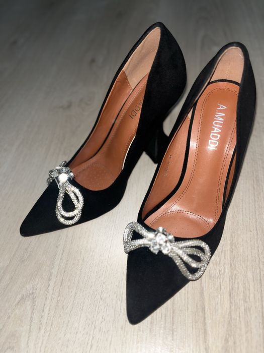 Туфли со стразами, замшевые