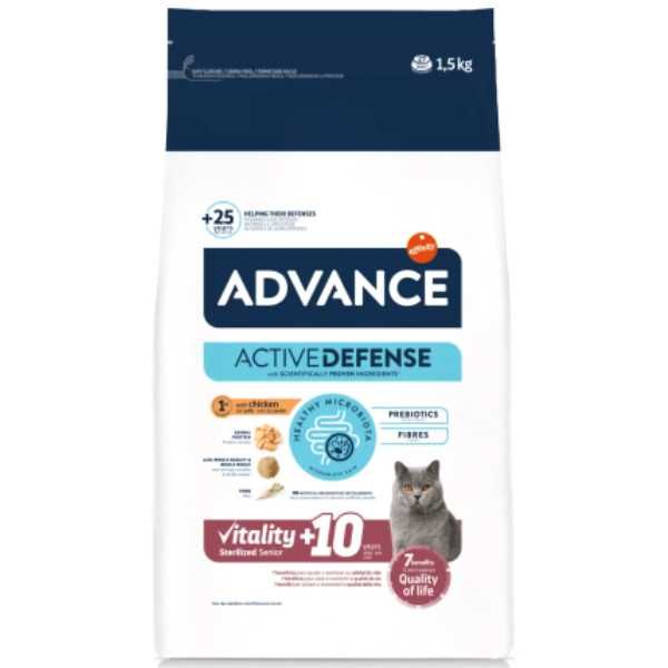 Храна за Котки над 10 години - с Пилешко - 1.5кг - Senior Cat - Advance