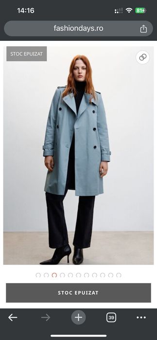 Trenci Mango albastru nou cu eticheta