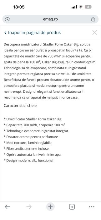 Umidifacator nou  cu un set de filtre de shimb
