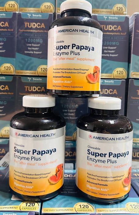 Super papaya enzyme, папая, энзим, american health, 360 ta tablet