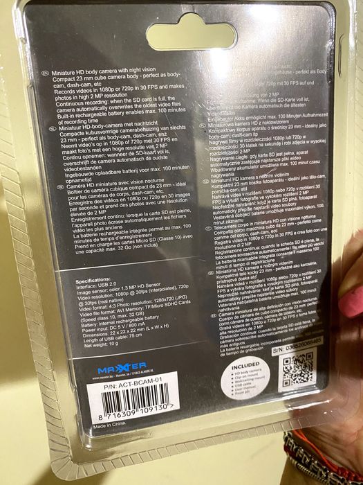 HD mini телесна камера spy-cam MAXXTER