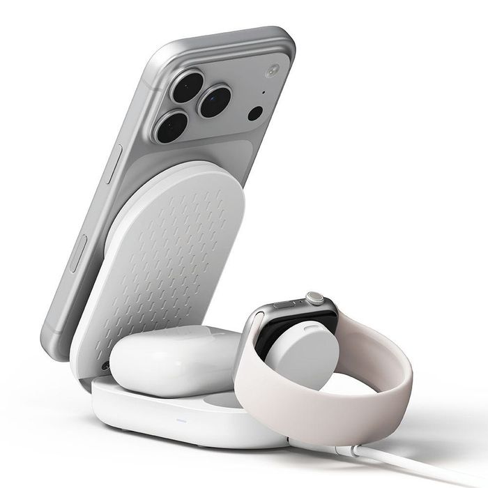 Ringke Qi2.2 25W 3-в-1 MagSafe Безжично Зарядно – Сгъваемо, White