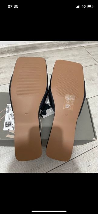 NOU H&M PREMIUM Papuci din piele naturala masura 40, noi cu eticheta