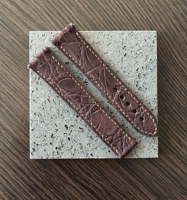 Curea pentru ceas din piele crocodil cu deployant de tip Omega