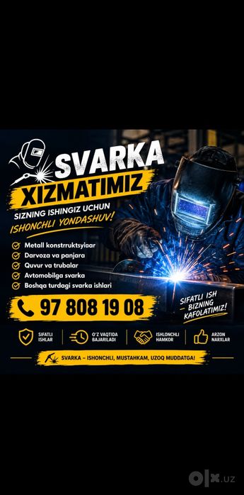 Sifatli svarka ishlarni tavsiya qilamiz vakafolat beramiz
