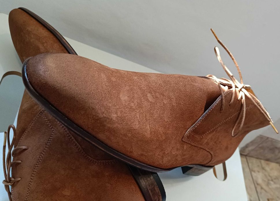 Ghete chukka 42 42.5 43 de lux GREVE NOI lucrate manual piele naturala