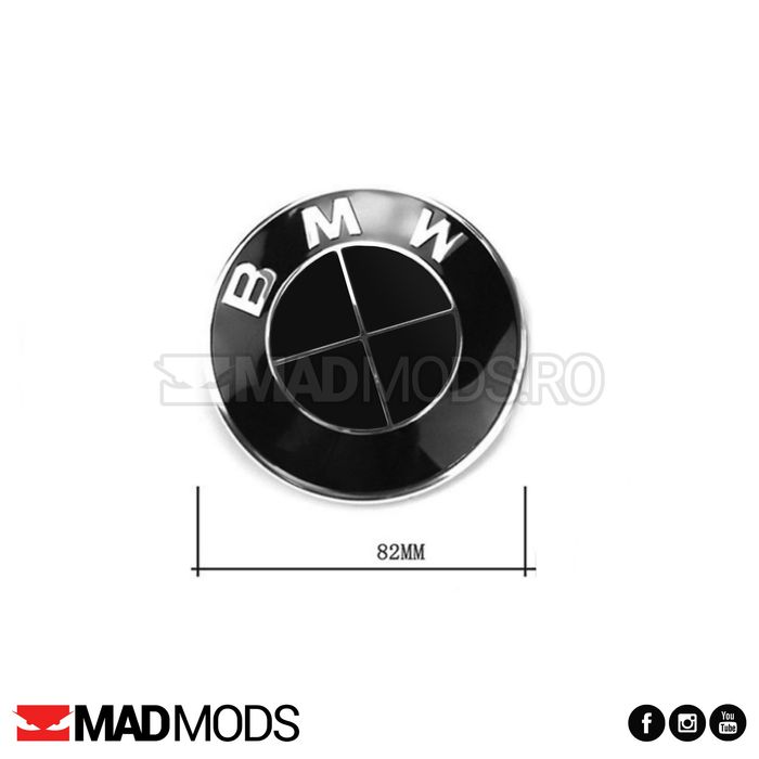 Embleme negre BMW 82 / 74 / 45mm capota portbagaj seria 1 2 3 4 5 6 7 8 i X M