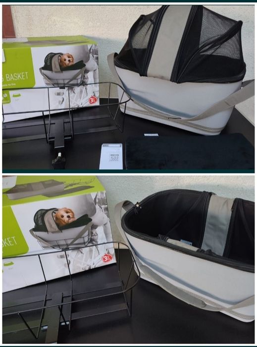 Geanta cos textil bicicleta pliabil fata impermeabil cumparaturi caine