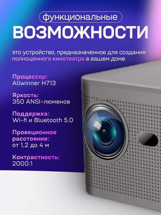 Смарт проектор wi-fi + android для дома и офиса