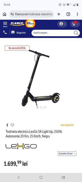 Trotinetă electrică LexGo S8 250w