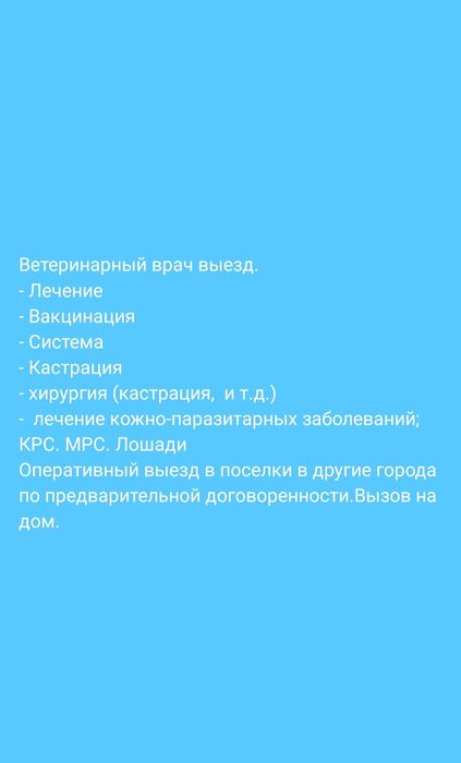 Ветеринарный врач на выезд.