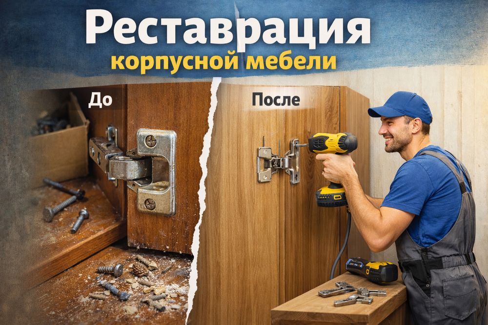 Реставрация корпусной мебели | Замена петель | Ремонт шкафов