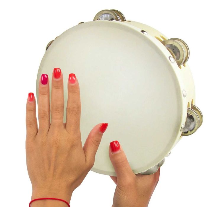 Tamburina dubla 20 cm 12 Clopotei Zurgalai Piele Naturala