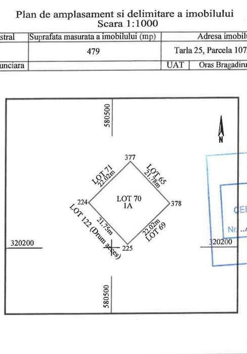 Teren 479 mp, toate utilitățile, asfalt, stație STB, scoala, gradinita