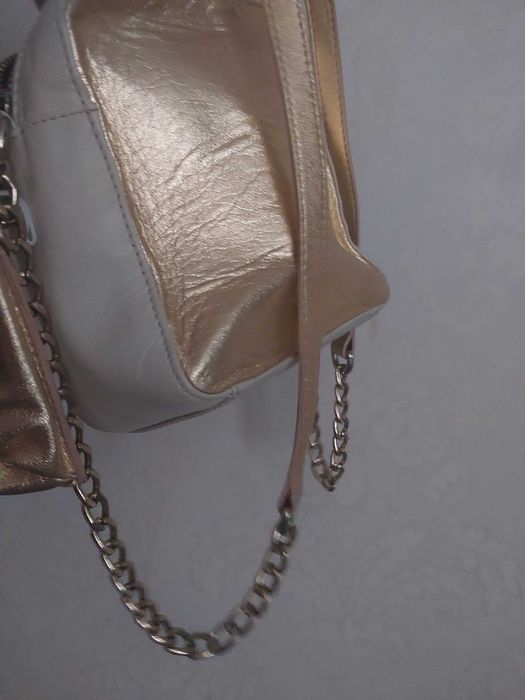 ISLUES Max Mara Original 100% Кожа златна чанта