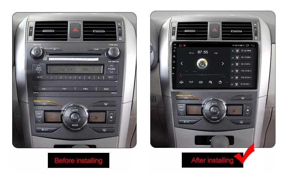 NAVIGATIE Android 14 Toyota corolla 2006-2013 1/8 Gb CarPlay + CAMERA