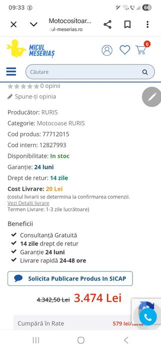 Motocositoare Ruris Dac 777K 5cp lamă 870mm Benzină