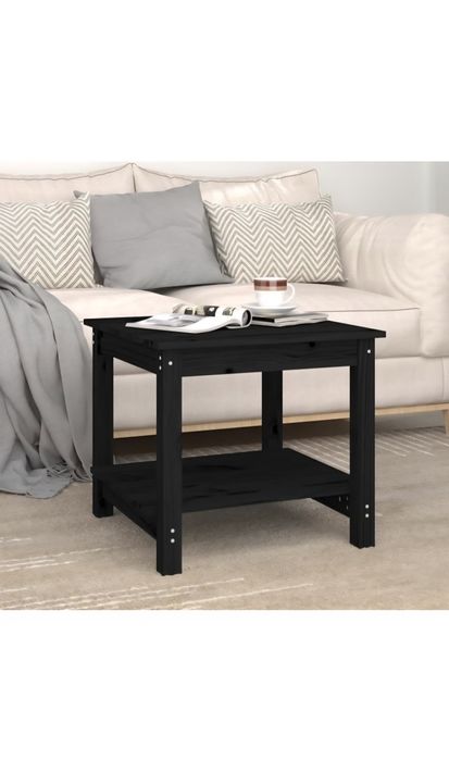 Măsuță de cafea Vida XL, negru 50x50x45 cm, lemn masiv 4,8 kgpin,