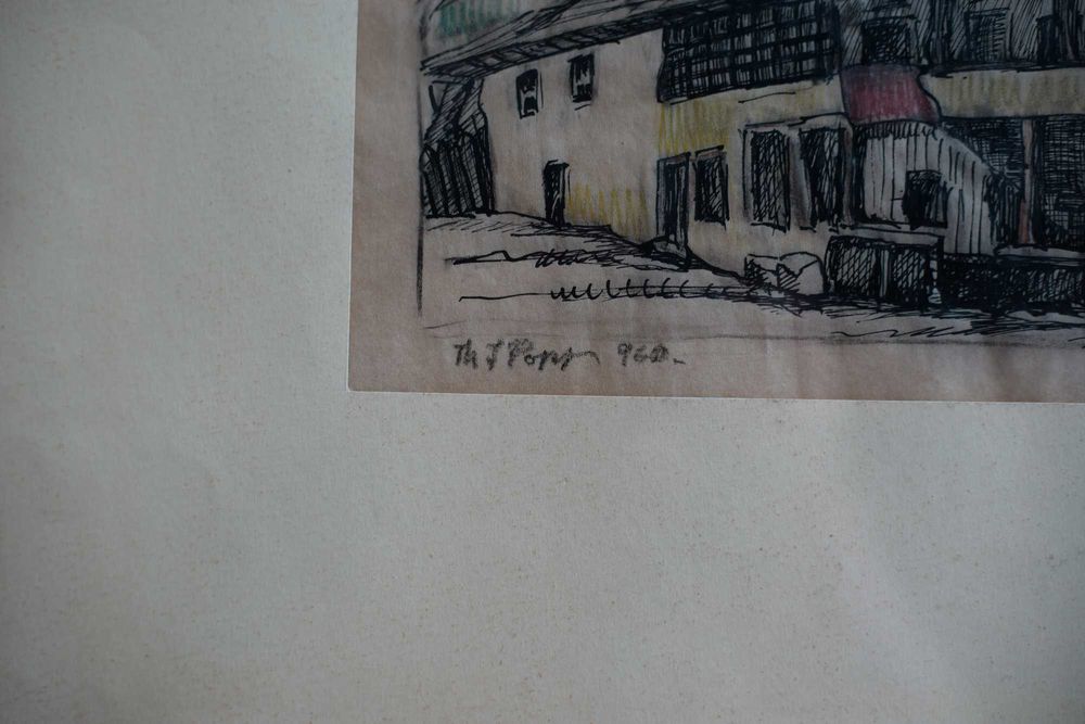 Desen original Th. Popp 1960 26 x 15 cm