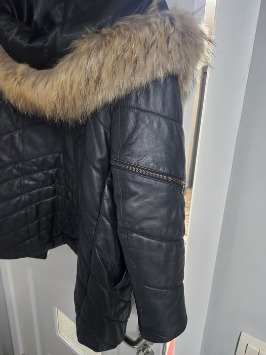 Яке от естествена кожа с лисича яка