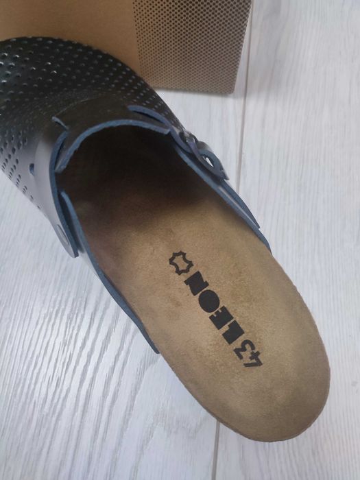 Мъжки чехли №43 анатомични естествена кожа и подложка,чисто нови