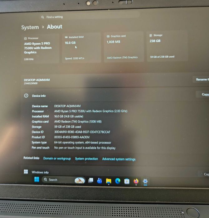 Lenovo L14 Gen4 AMD Ryzen 5 PRO 7530U Radeon Graphics | 16GB DDR4 | 256GB SSD NVMe