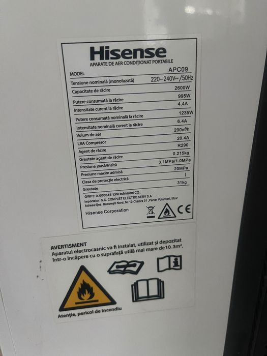 Aer conditionat portabil Hisense  Apc09