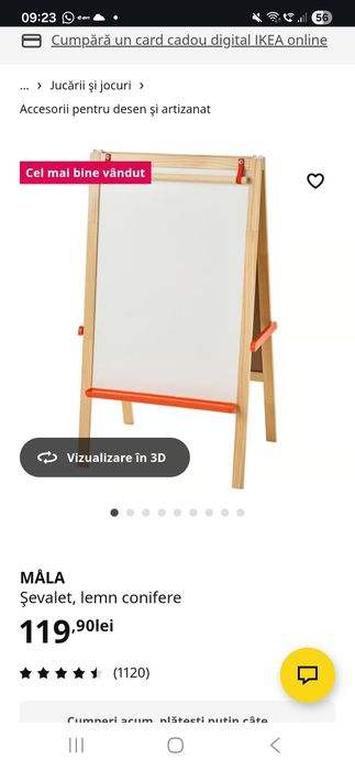 Sevalet/ tabla de scris IKEA+accesorii noi