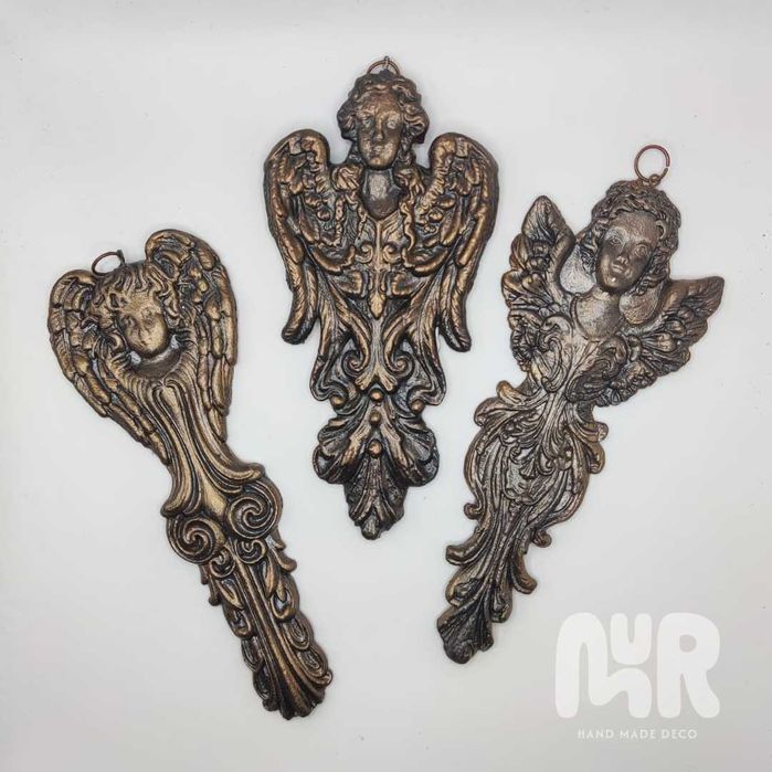 Ornamente decoratiuni ingeri Craciun, set 3, handmade, stil baroc