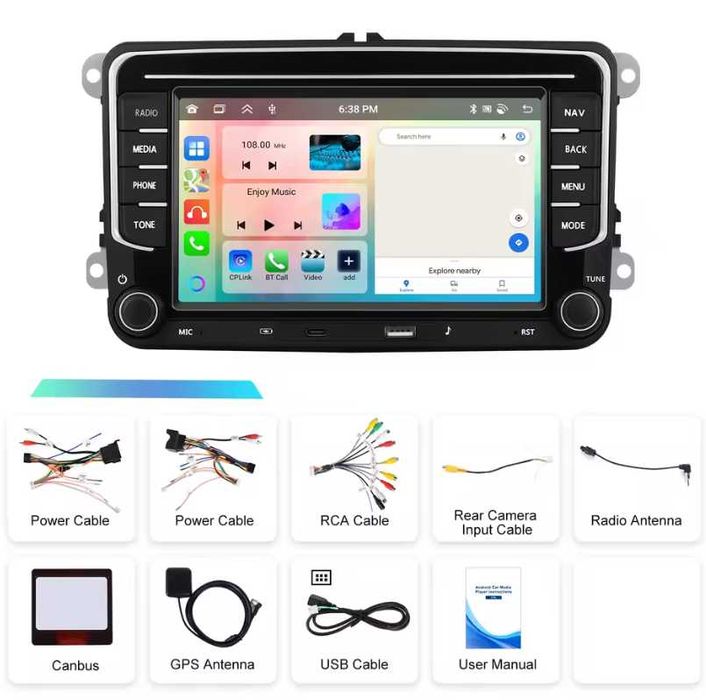 Navigatie Android 4GB+64GB VW GOLF 5 6 PASSAT B6 B7 CC SEAT LEON SKODA