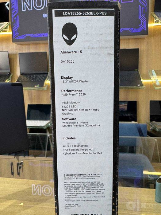 Noutbuk Dell Alienware 15  Ryzen 5 220 RTX4050 16/512GB 15.3 IPS 165hz