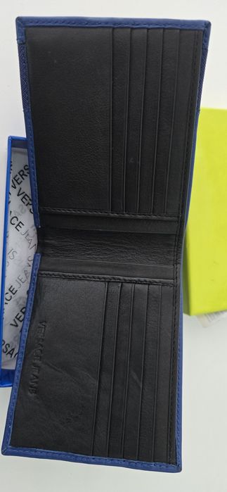 Versace Jeans_Portofel de piele, albastru/negru